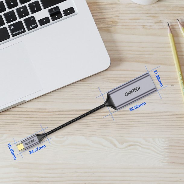 Choetech Hub, USB Type C till HDMI, 4K 60Hz, gr
