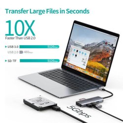 Choetech 7-i-1 USB-C Hub, USB 3.0 4K HDMI, 100W PD, gr