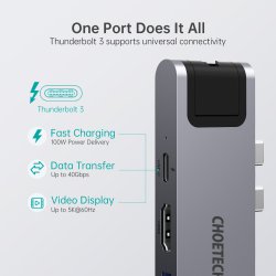 Choetech 7-i-1 USB-C Hub f&ouml;r MacBook Pro/Air