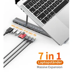 Choetech HUB-M48 7-i-1 HUB-station (Typ-C till HDMI), gr