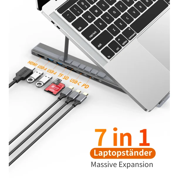 Choetech HUB-M48 7-i-1 HUB-station (Typ-C till HDMI), gr