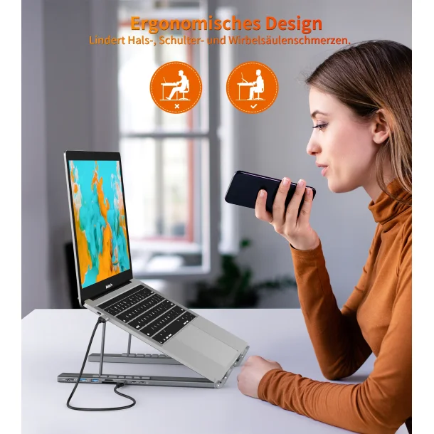 Choetech HUB-M48 7-i-1 HUB-station (Typ-C till HDMI), gr