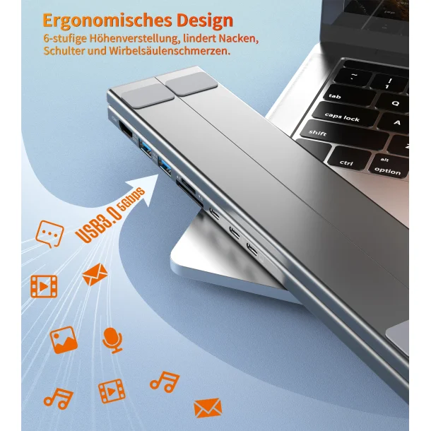 Choetech HUB-M48 7-i-1 HUB-station (Typ-C till HDMI), gr