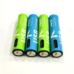 Genopladelige Lithium Batterier, USB-C, 1200 mAh, AAA, 4 stk