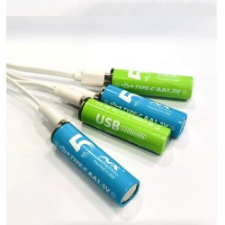 Genopladelige lithium batterier, USB-C, AA, 4 stk