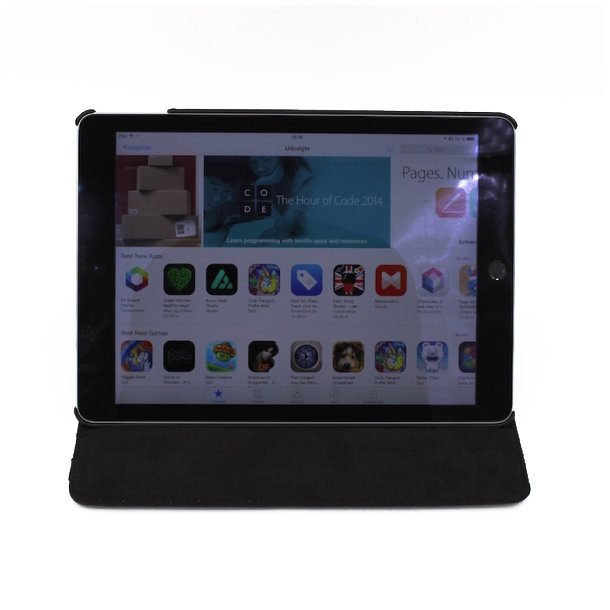 iPad cover - Rotating PU lder, iPad Air/Air2/9.7, sort