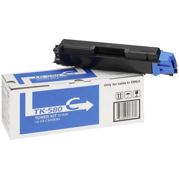 Kyocera TK-580 C lasertoner - 1T02KTCNL0 Original - Cyan 2800 sider