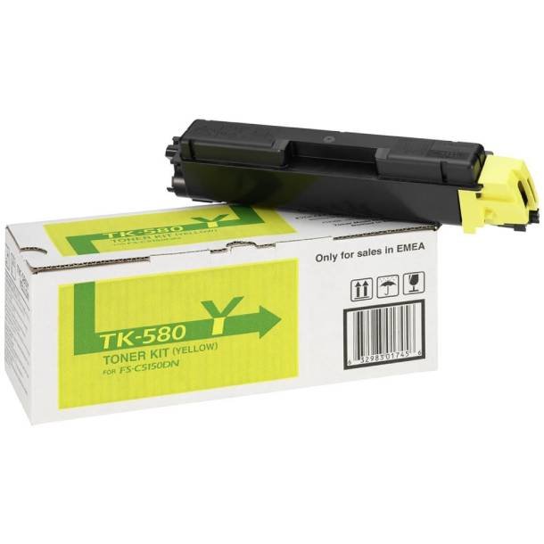 Kyocera TK-580 Y lasertoner - 1T02KTANL0 Original - Gul 2800 sider