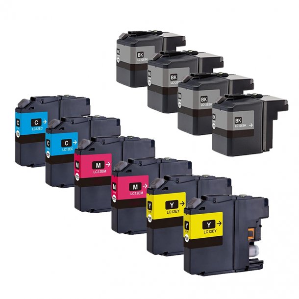 Brother LC12E Ink Cartridge Combo Pack 10 pcs - Compatible - BK/C/M/Y 322 ml