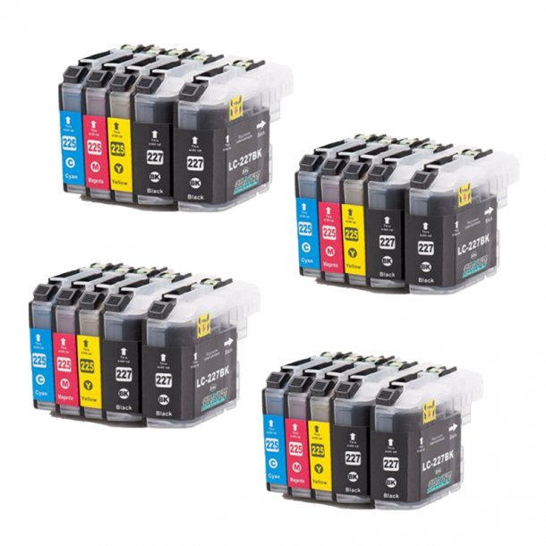 Brother LC 225/227 Ink Cartridge Combo Pack 20 pcs - Compatible - BK/C/M/Y 404 ml