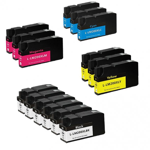 Lexmark 200 XL Ink Cartridge Combo Pack 15 pcs - Compatible - BK/C/M/Y 795 ml