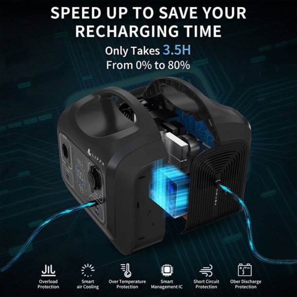 Lippa Power Station 595 Wh - Svart