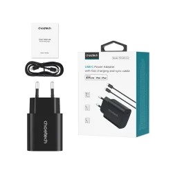 Choetech USB-C PD v&auml;ggladdare, 20W, svart