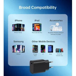 Choetech USB-C PD v&auml;ggladdare, 20W, svart