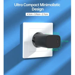 Choetech USB-C PD v&auml;ggladdare, 20W, svart