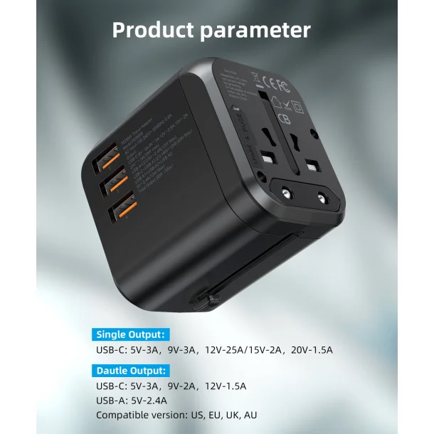 Choetech PD5008 Reseadapter 30W (Europa/England/USA/Australien)