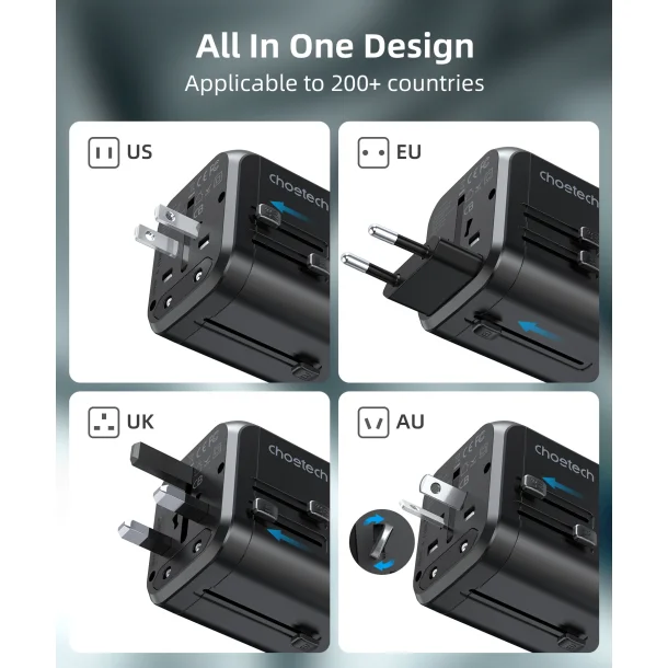 Choetech PD5008 Reseadapter 30W (Europa/England/USA/Australien)