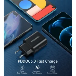 Choetech USB-C PD v&auml;ggladdare, 25W, svart