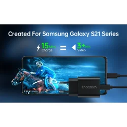 Choetech USB-C PD v&auml;ggladdare, 25W, svart