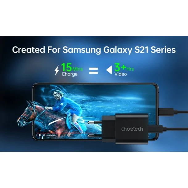 Choetech USB-C PD v&auml;ggladdare, 25W, svart