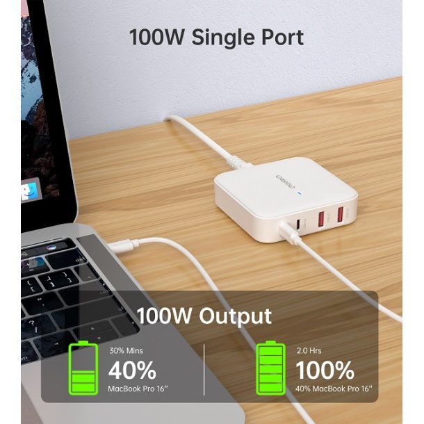 Choetech 4-port Laddare, 100W, vit