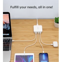 Choetech 4-port Laddare, 100W, vit