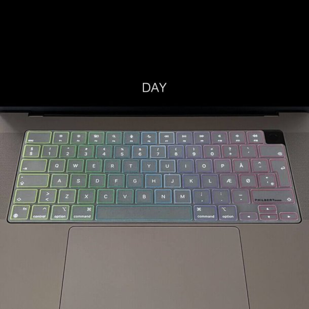 Philbert Tangentbordsskydd f&ouml;r MacBook Pro &amp; Air 13-14-16" (2021-2022) - Transparent/Regenbge
