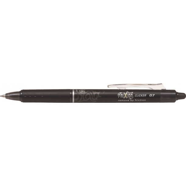 Pilot Frixion Clicker m/klik 0,7, sort, udviskbar pen