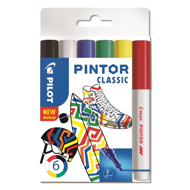 Pilot Marker Pintor Fine Classic 1,0, ass. farver, 6 stk, DIY-pen