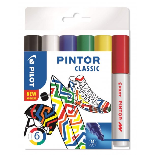 Pilot Marker Pintor Medium Classic 1,4, ass. farver, 6 stk, DIY-pen