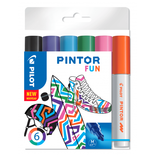Pilot Marker Pintor Medium Fun Mix 1,4, ass. farver, 6 stk, DIY-pen