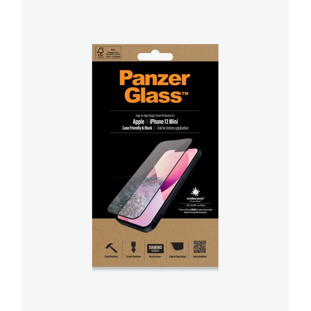 PanzerGlass iPhone 13 Mini, svart
