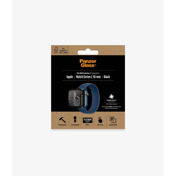 PanzerGlass Full cover Apple Watch Series 7 45 mm, svart