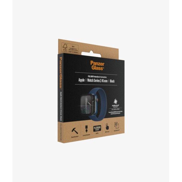 PanzerGlass sk&auml;rmskydd Apple Watch Series 7 - 45 mm, svart