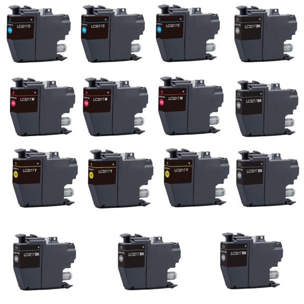 Brother LC 3217Y Combo Pack 15 pcs Ink Cartridge - Compatible - BK/C/M/Y 540 ml