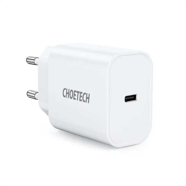 Choetech USB-C PD v&auml;ggladdare, 20W, vit