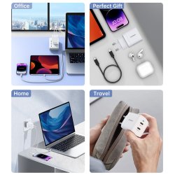 Choetech Dual Type-C V&auml;ggladdare 40W PD - Vit