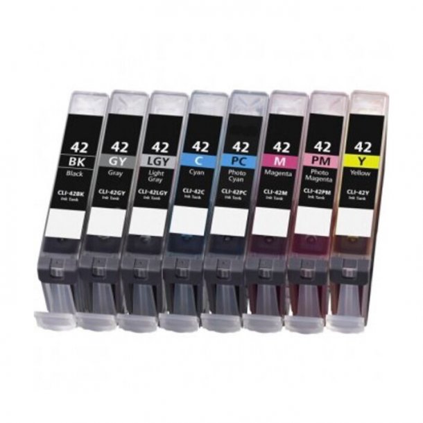 Canon CLI 42 Combo Pack 8 pcs Ink Cartridge - Compatible - BK/C/M/Y/PC/PM/GY/LGY 104 ml
