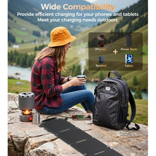 Choetech solpanel med 2 portar, 28W, gr