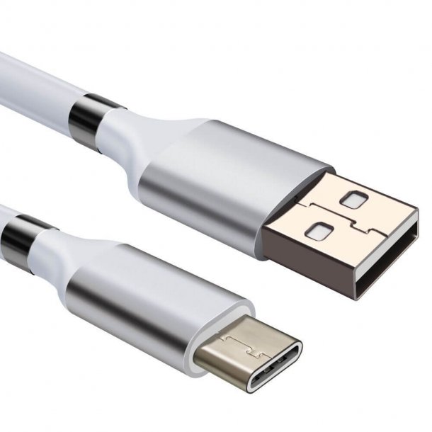 USB - USB-C QC magnetkabel, 1 m, vit