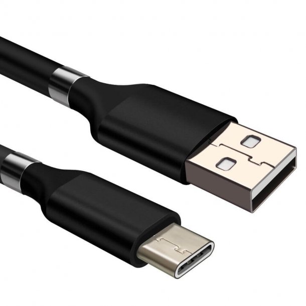 USB - USB-C QC magnetkabel, 2 m, svart