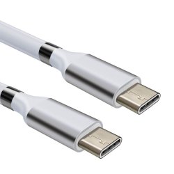 USB-C &ndash; USB-C QC magnetkabel, 1 m, vit