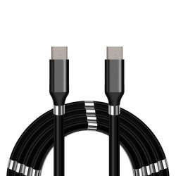 USB-C &ndash; USB-C QC magnetkabel, 2 m, svart