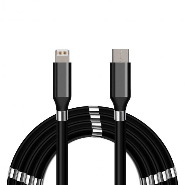SERO QC magnetkabel, USB-C for lyn, 2m, svart