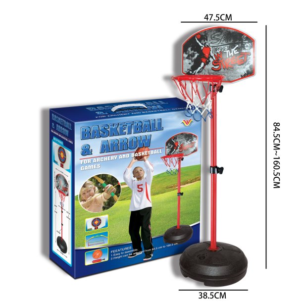 2-in-1 stand with basketball hoop and bow / sliding disc