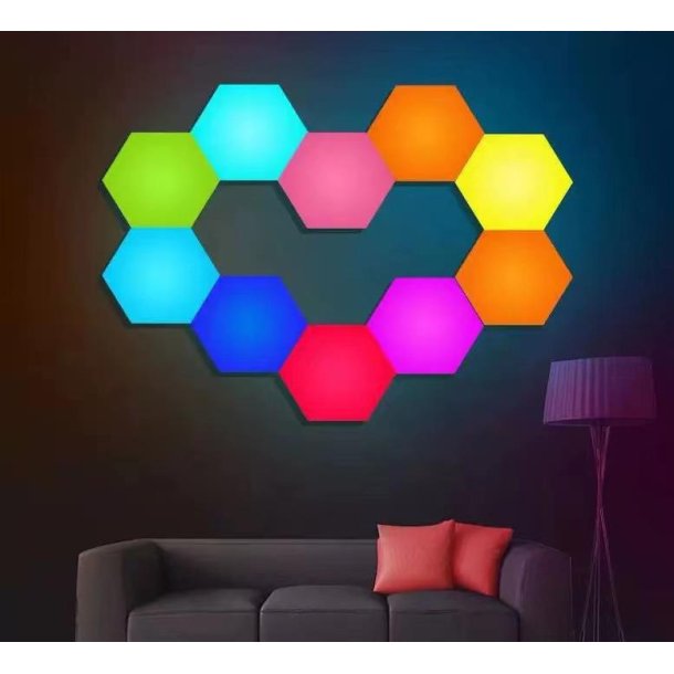 LED touch veggbelysning - 6 lyspaneler inkl. fjernkontroll