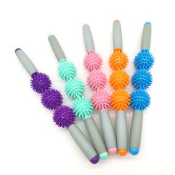 Massage roller with 3 balls, blue