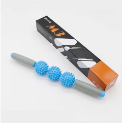 Massage roller with 3 balls, blue