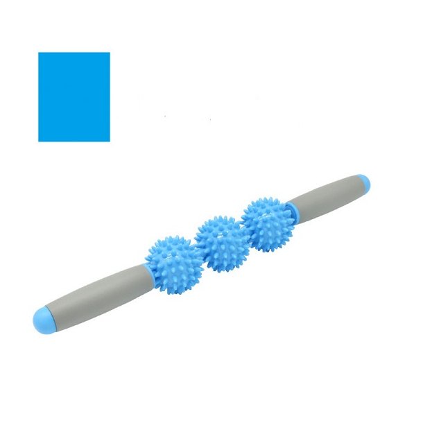 Massage roller with 3 balls, blue