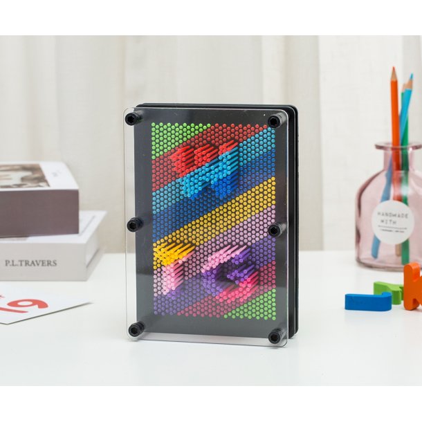 PinArt - 3D pladekunst, sort/rainbow